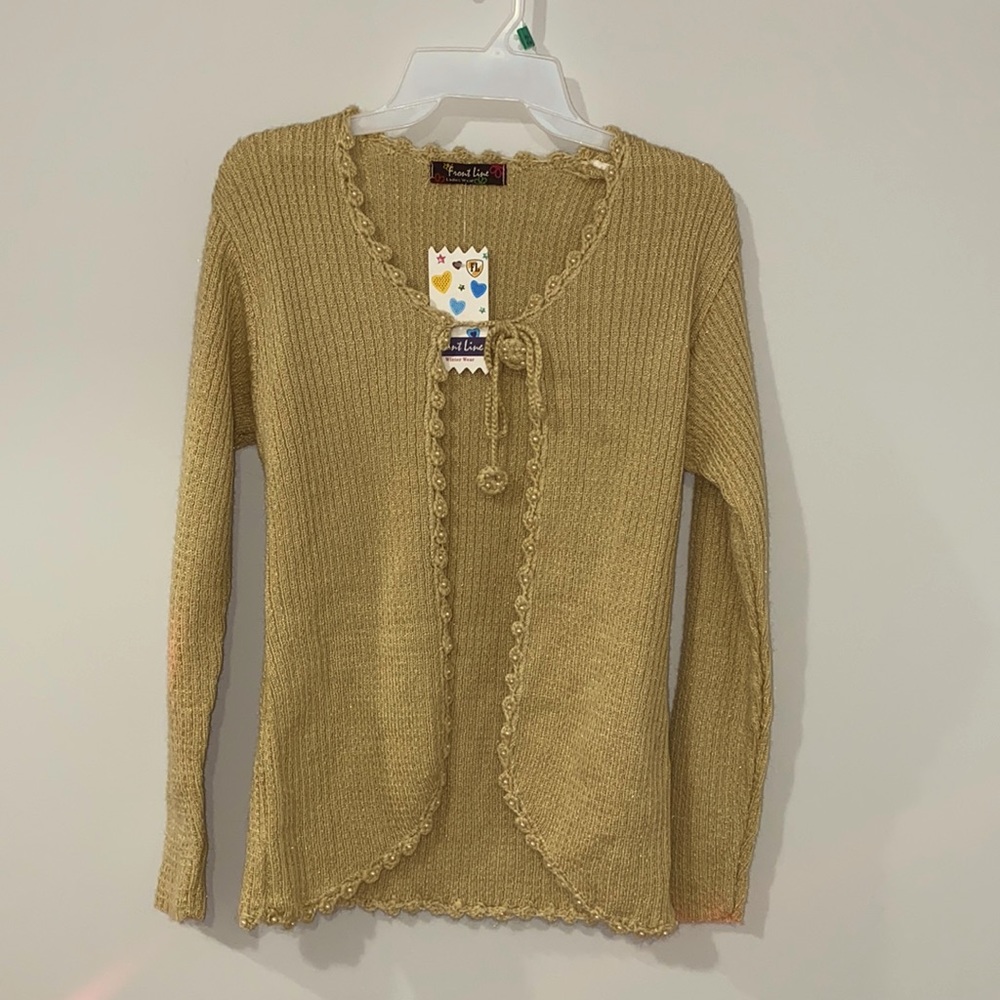 Never worn Cardigan with front knot and pearl detailing